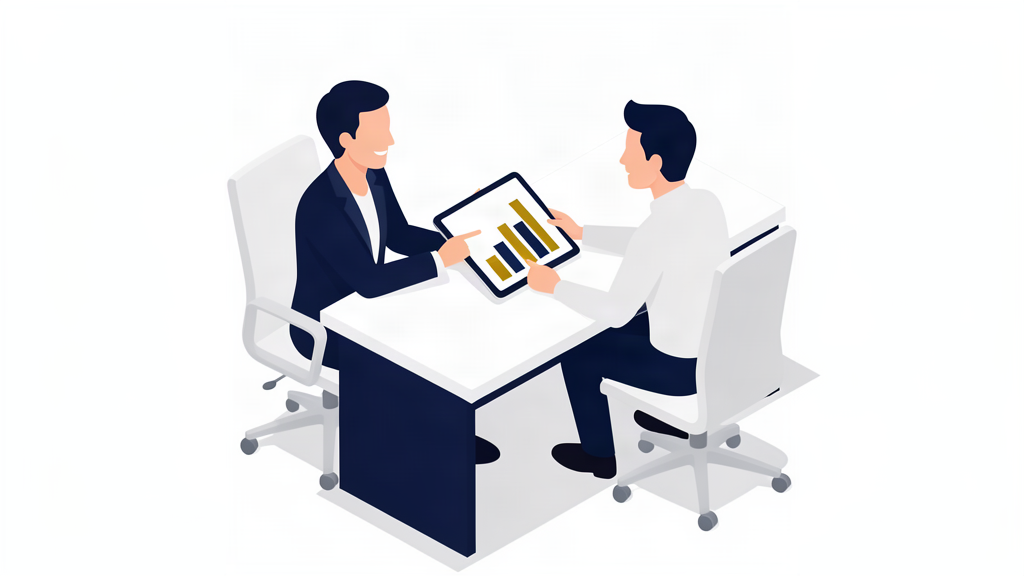 A business owner reviewing audit findings with a Teclogiq AI consultant